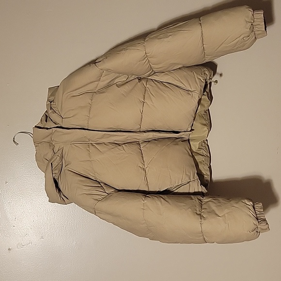 Zara Womens Puffer Crop Hooded Jacket Tan/Beige Size XL - Picture 1 of 4